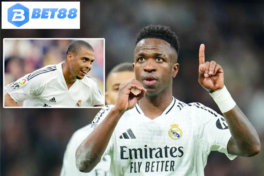 Vinicius vui mừng khi sắp vượt qua Ronaldo béo tại Real Madrid.